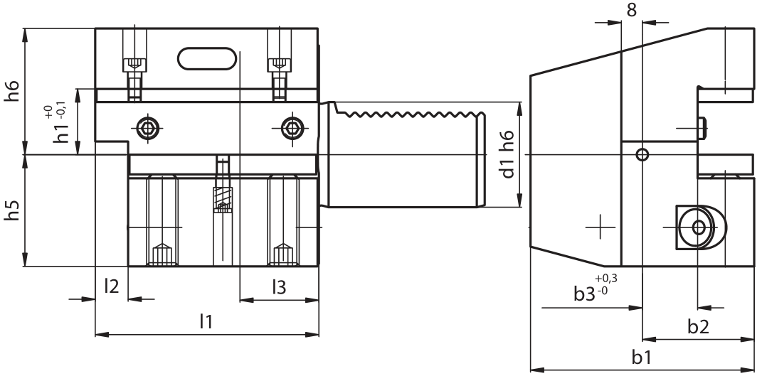 VDI Form C3 SquareTool Right-Hand Inverted Facing Tool Holder