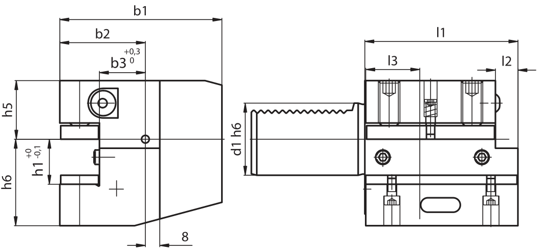 VDI Form C2 Square Tool Left-Hand Facing Tool Holder